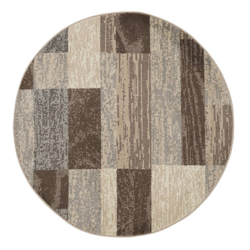 12' Beige Slate Gray And Brown Patchwork Runner Rug